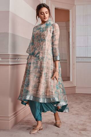 Mimamsaa Sarah Tissue Silk Dupatta | Pink, Tissue Silk | Kurta with pants,  Aza fashion, Velvet dress designs